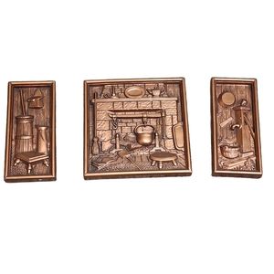 1965 Miller Studio 3D Chalkware Copper Wall Art 3 Pc.